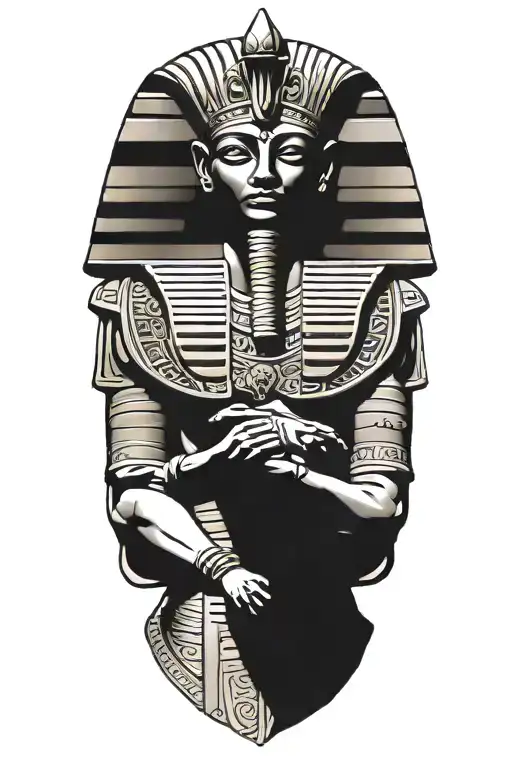 Pharaoh Tattoo On Upper Arm Sleeve