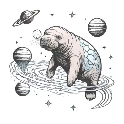 A Manatee Floating In Space