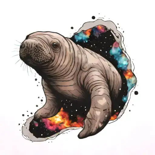 A Manatee Floating In Space