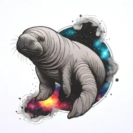 A Manatee Floating In Space