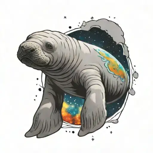 A Manatee Floating In Space