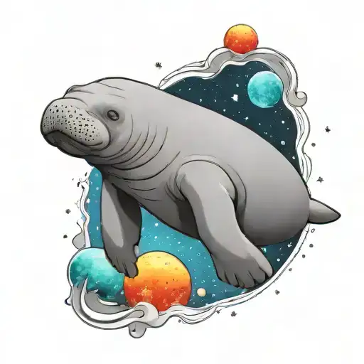 A Manatee Floating In Space