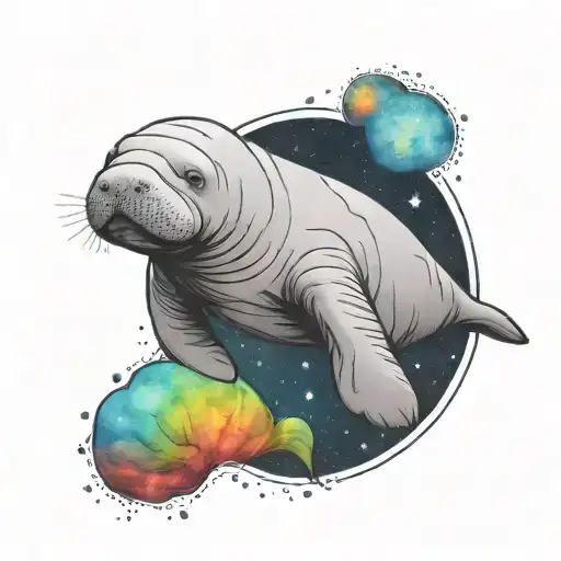 A Manatee Floating In Space