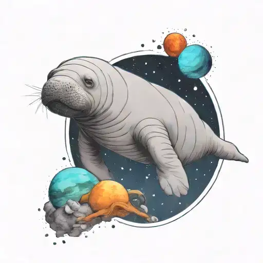 A Manatee Floating In Space