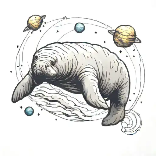 A Manatee Floating In Space