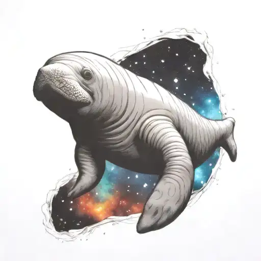 A Manatee Floating In Space