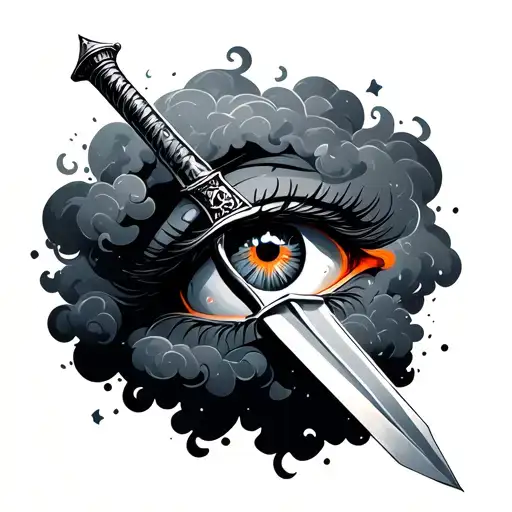 Eye With Sword Through It With Cloud Around It
