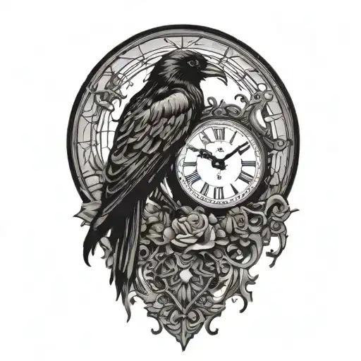 Gothic Crow Clock