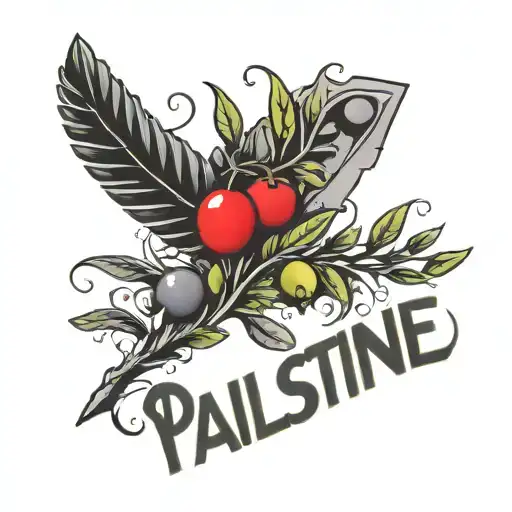 Word Palestine Key With Olive Branch