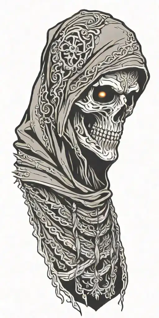 Hooded Reaper Half Body Hiding Face