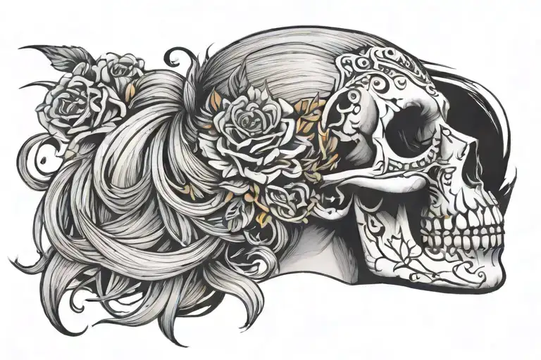 Blonde Woman Half Skull