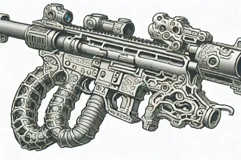 American Ar 15 Rifle With Rattle Snake Wrapping Ot Around With Snake Head Showing