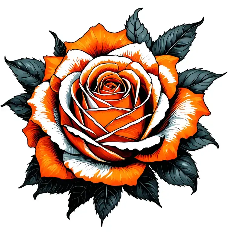 Closed Orange Rose With White Cherry Blossom