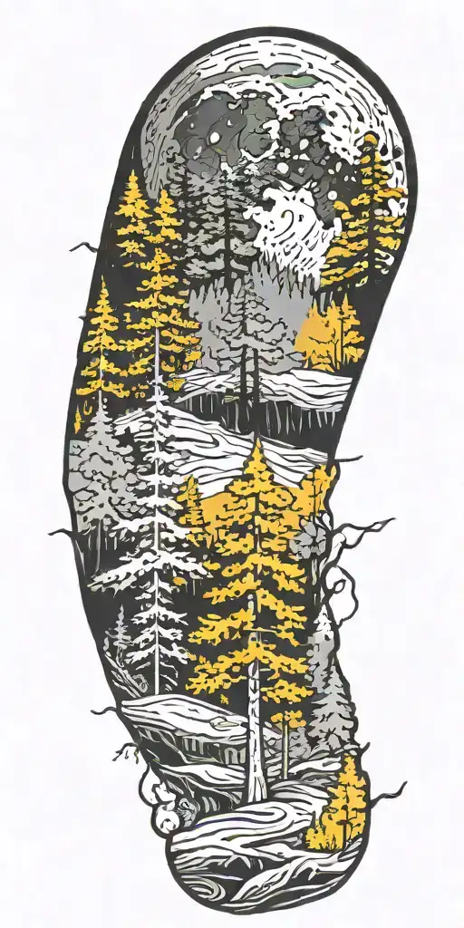 Forest Scene With Giant Moon In The Background