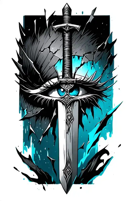 Broken Blade Viking Sword Going Through An Eye