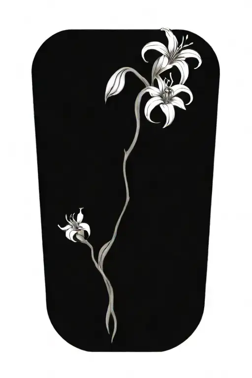 3 Single Line Fineline Tiger Lily Flowers Middle Flowers Is Bigger Than 2 Others