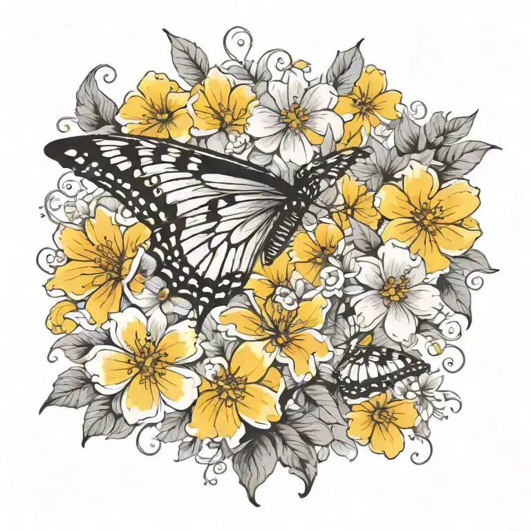 Butterfly And Flowers