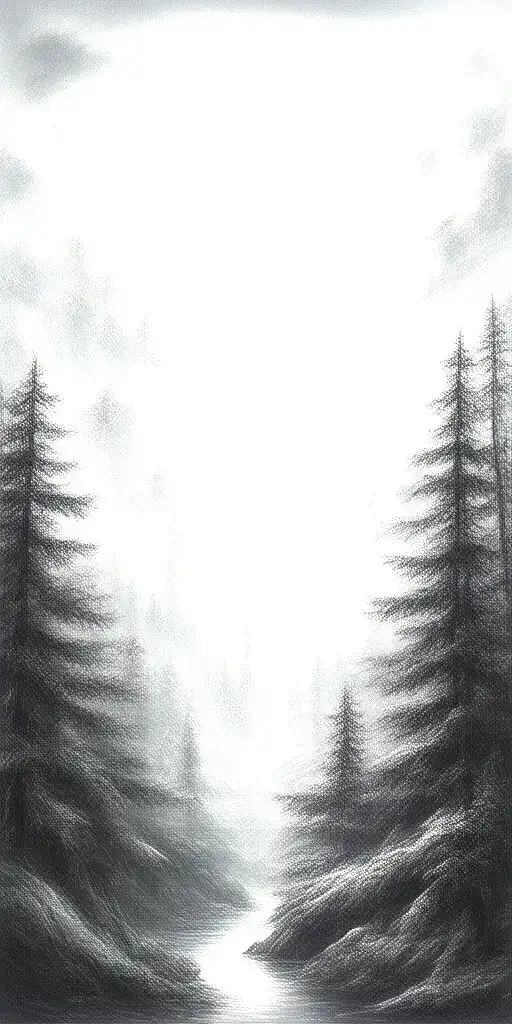 Massive Forest Landscape With Huge Moon In The Background