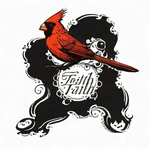 A Cardinal Flying Spelling Out The Word Faith Sentences Joined Together