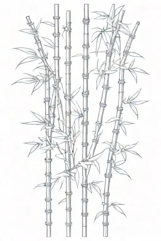 Thin Bamboo Sticks With Leaves Up Top