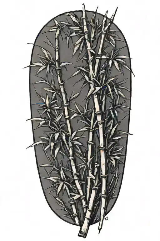 Thin Bamboo Sticks With Leaves Up Top