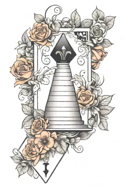 Traffic Cone With Narcissistic Flowers And 333 Deck Of Cards