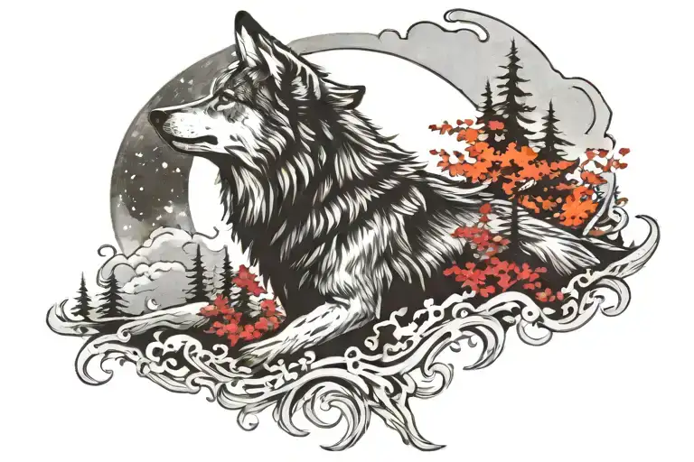 Wolf Howling Into The Moon