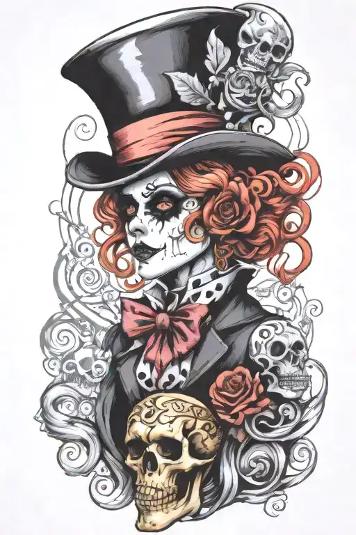 Cut Mad Hatter Skull Woman