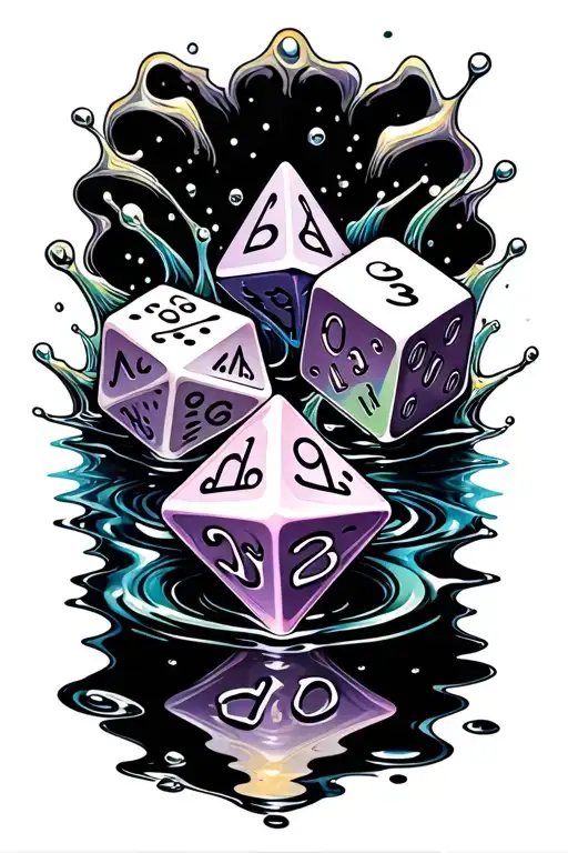 D20 Dice In A Colorful Pool Of Water