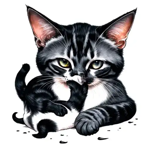 Mom Cat And Baby Cat Curled