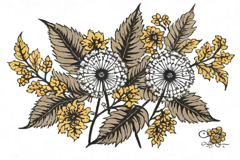 Dandelions And Ferns