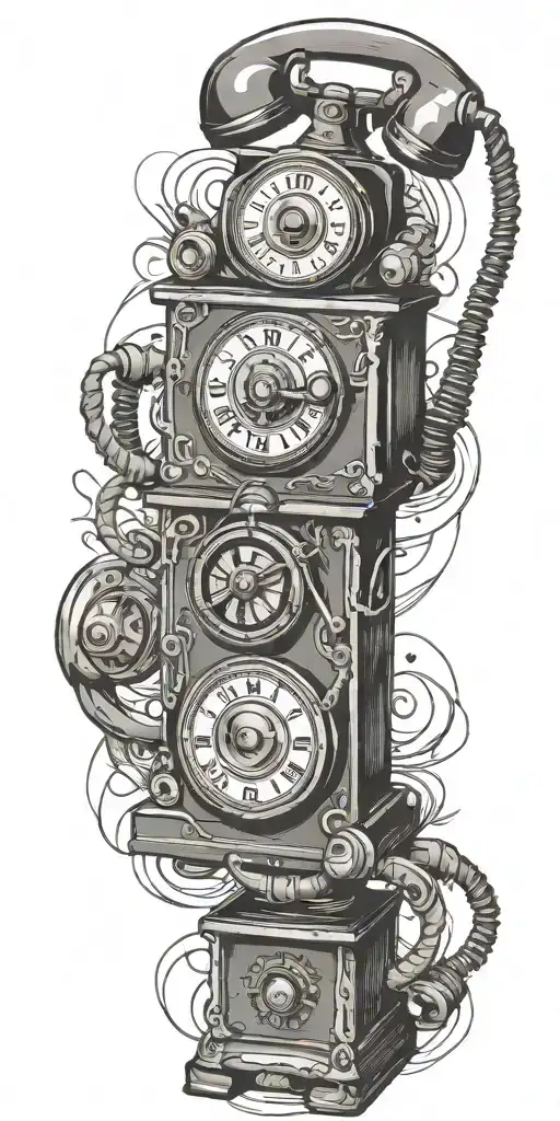 Old School Dial Phone Record Player Microphone Old School Alarm Clock