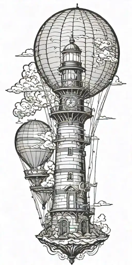 Lighthouse Hot Air Balloon Never Give Up In A Tornado