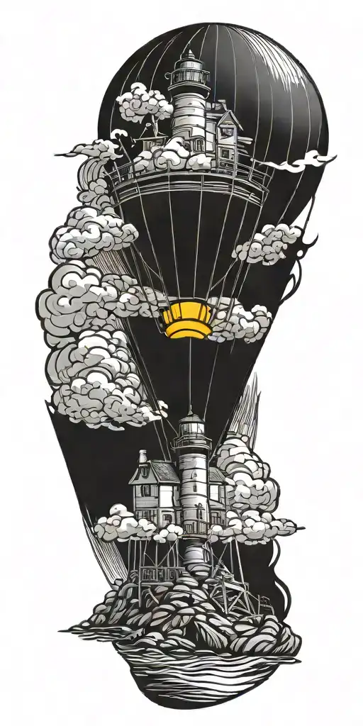 Lighthouse Hot Air Balloon Never Give Up In A Tornado