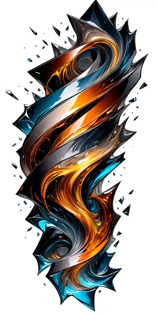 Shards Of Glass Swirling Together To Form Marble