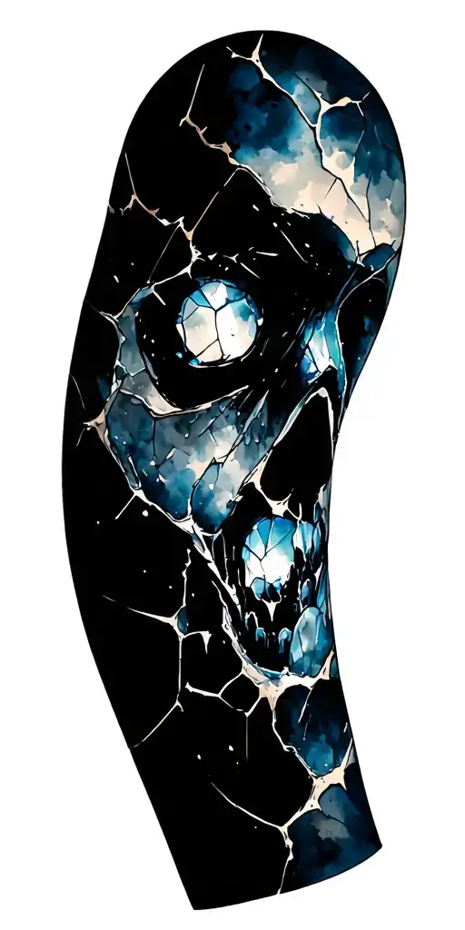 Full Sleeve Watercolor Design With Shattered Glass