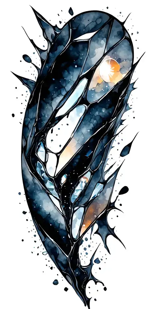 Full Sleeve Watercolor Design With Shattered Glass