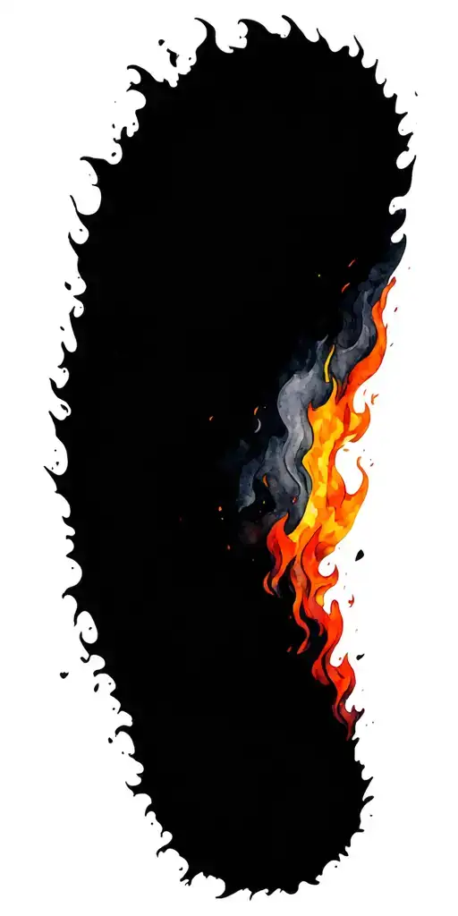 Full Sleeve Watercolor Design With Fire Rising