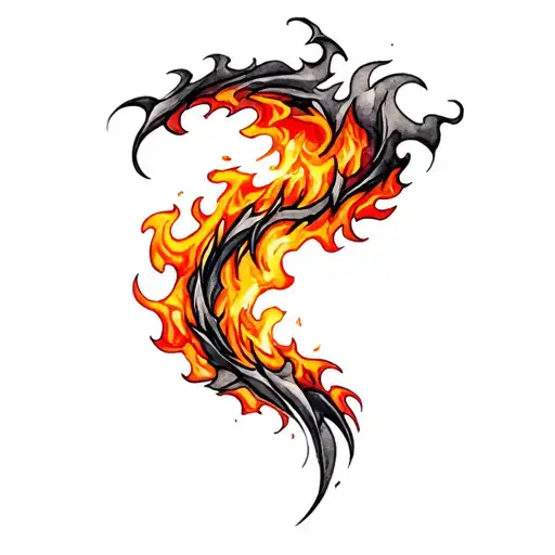 Full Sleeve Watercolor Design Of Fire Rising