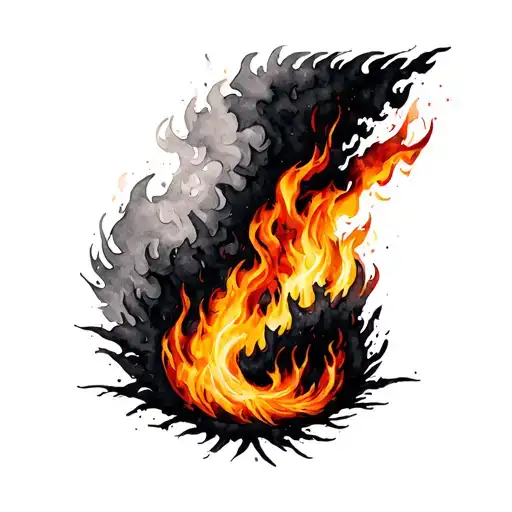 Massive Full Sleeve Watercolor Design Of Fire Rising