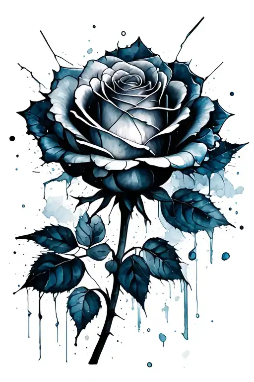 Massive Watercolor Design Of A Shattered Glass Rose