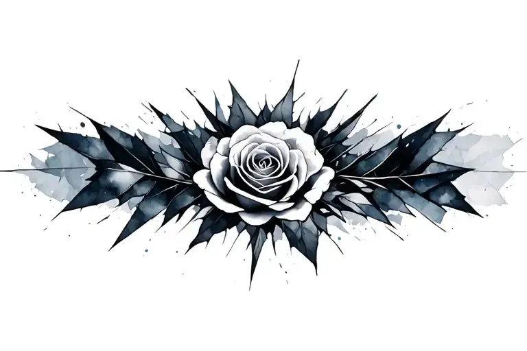 Massive Watercolor Design Of A Rose Of Shattered Glass