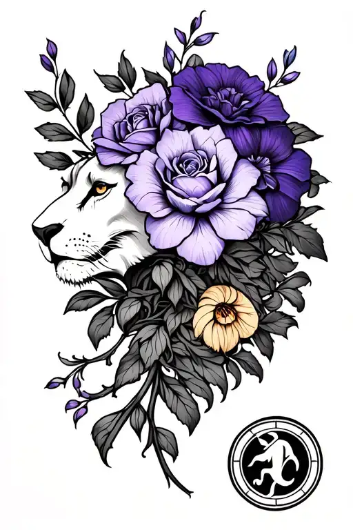 Violet Bouquet With Leo Zodiac Sign Intertwined