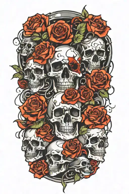 Roses And Skulls Melting Into Space