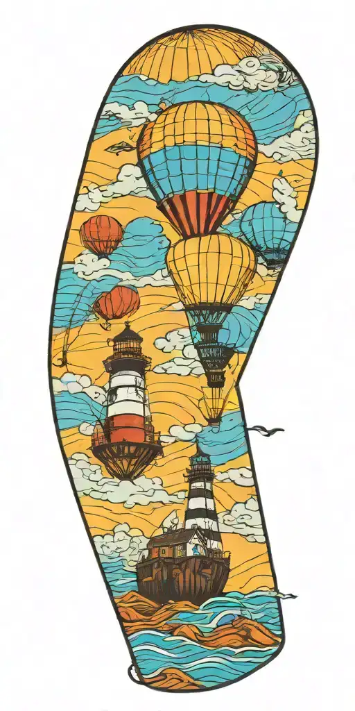 Shipwreck Hot Air Balloons And Lighthouse