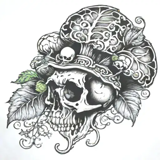 Skull Mushroom Leaf