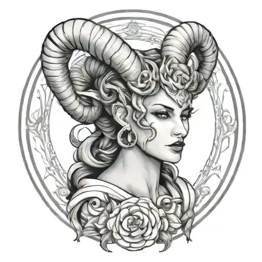 Female Aries With Horns Full Body Image