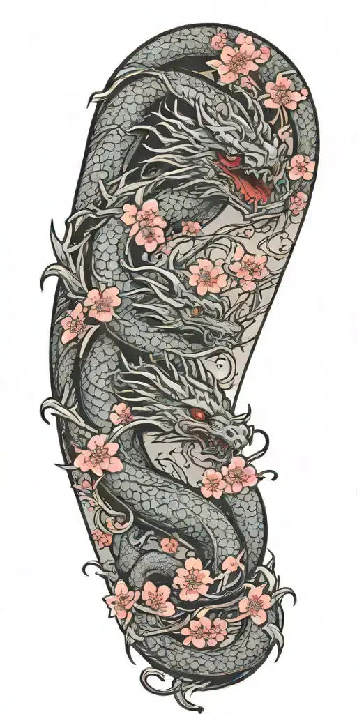 Dragon With Cherry Blossoms