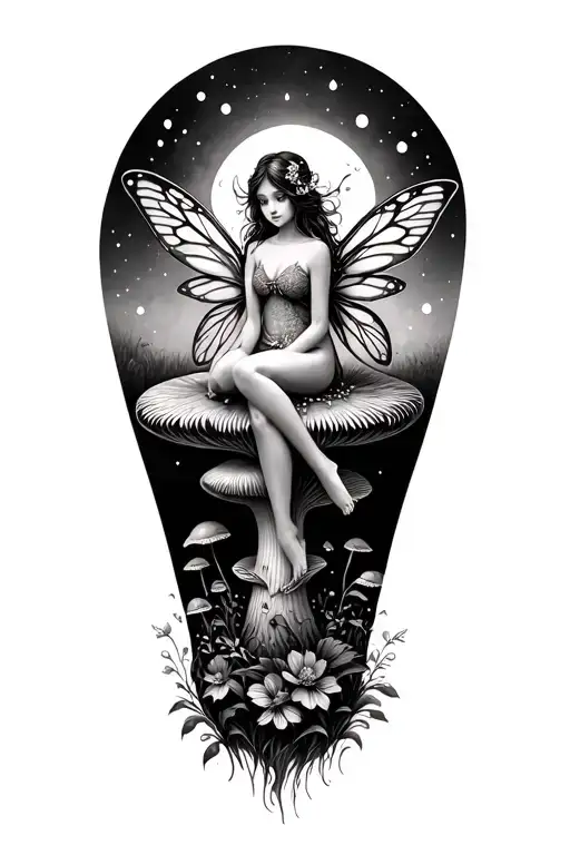 Fairy Sitting On A Mushroom