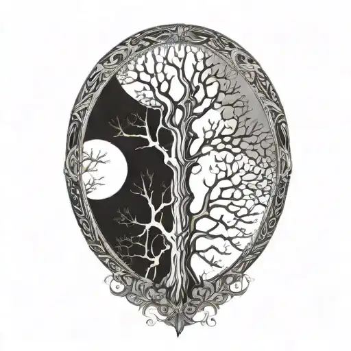 Four Circles Arranged Vertically With Trees